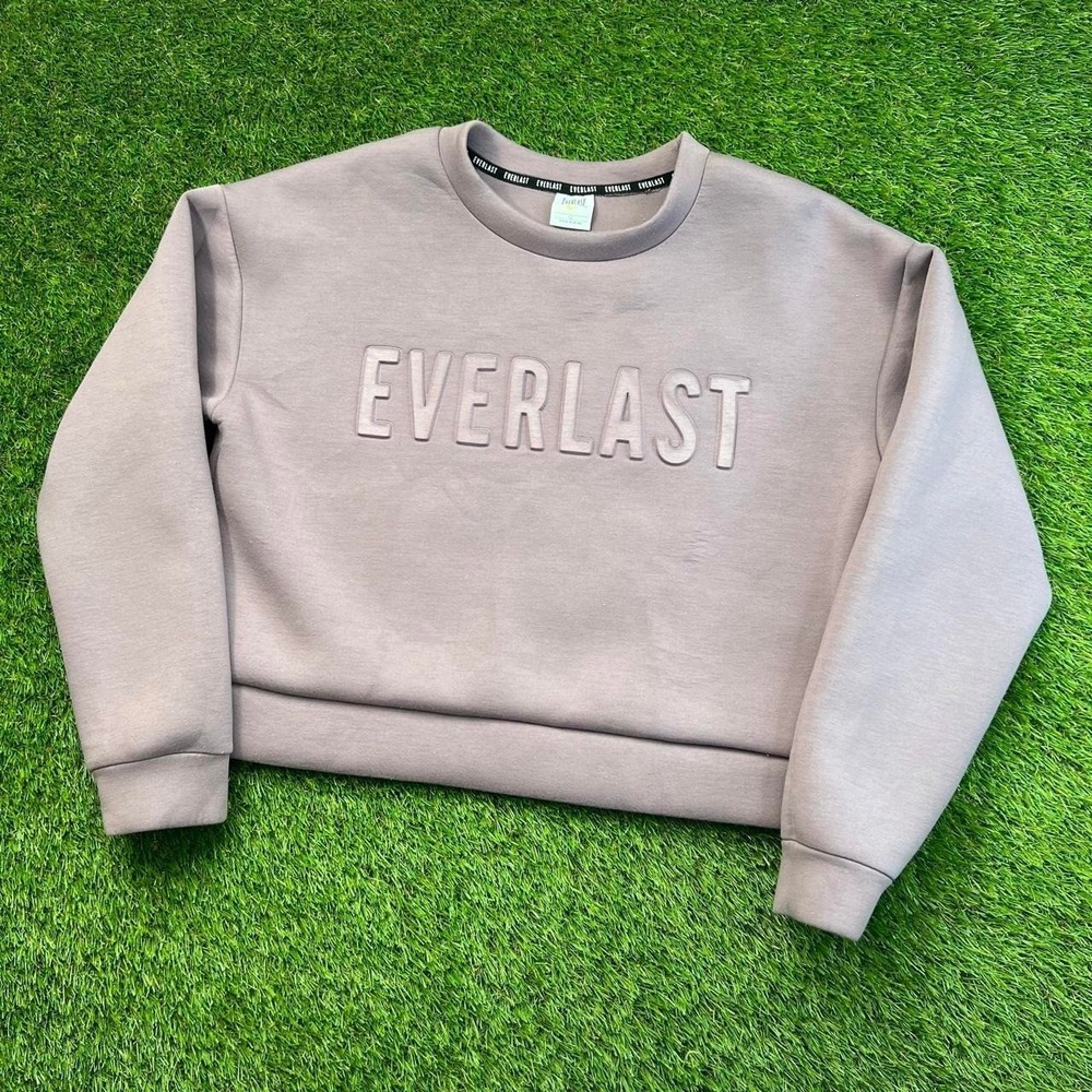 Y2K Everlast Oversized Cropped Crewneck Sweatshirt Mauve Womens Medium Boxy Fit